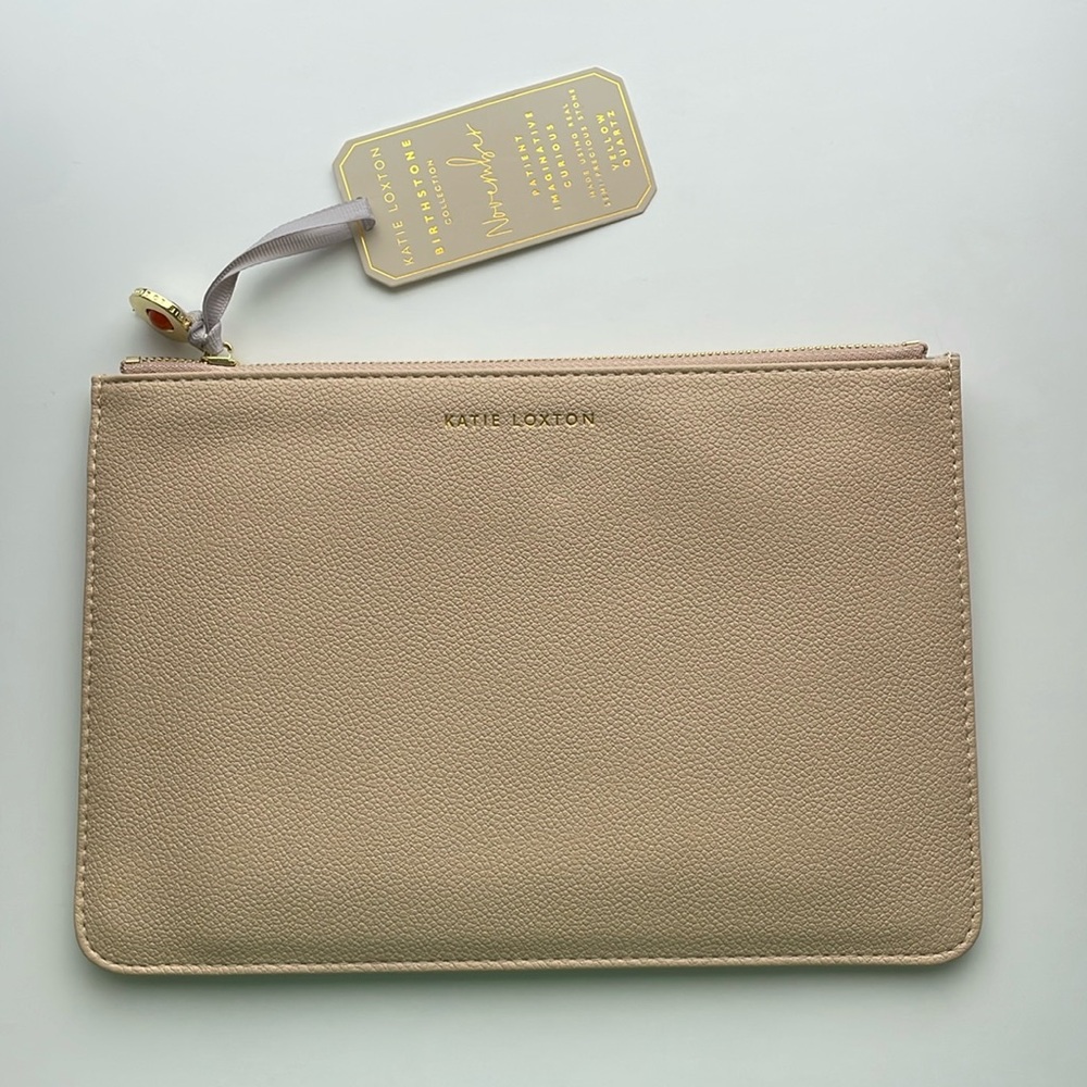 Katie Loxton cream zipper pouch, *New